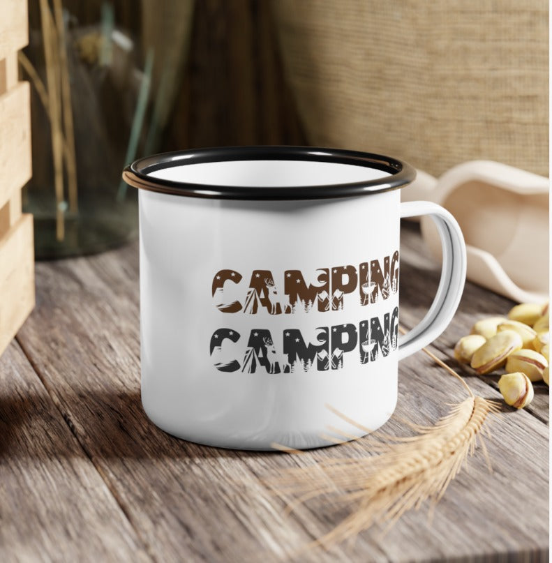 Metal Camp Mug, Custom Camp Mug, Personalized Camping Mug With Your Design or Logo, Vintage Coffee Cup, cozy cabin mugs