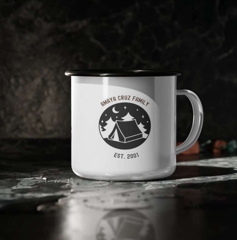 Metal Camp Mug, Custom Camp Mug, Personalized Camping Mug With Your Design or Logo, Vintage Coffee Cup, cozy cabin mugs
