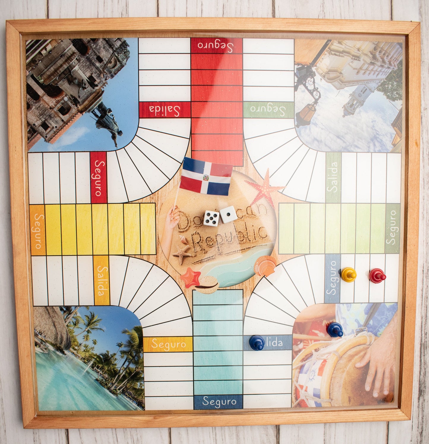 Parcheesi Board for 4 players - INDIA BOARD. Hand Made with wood & Resin.