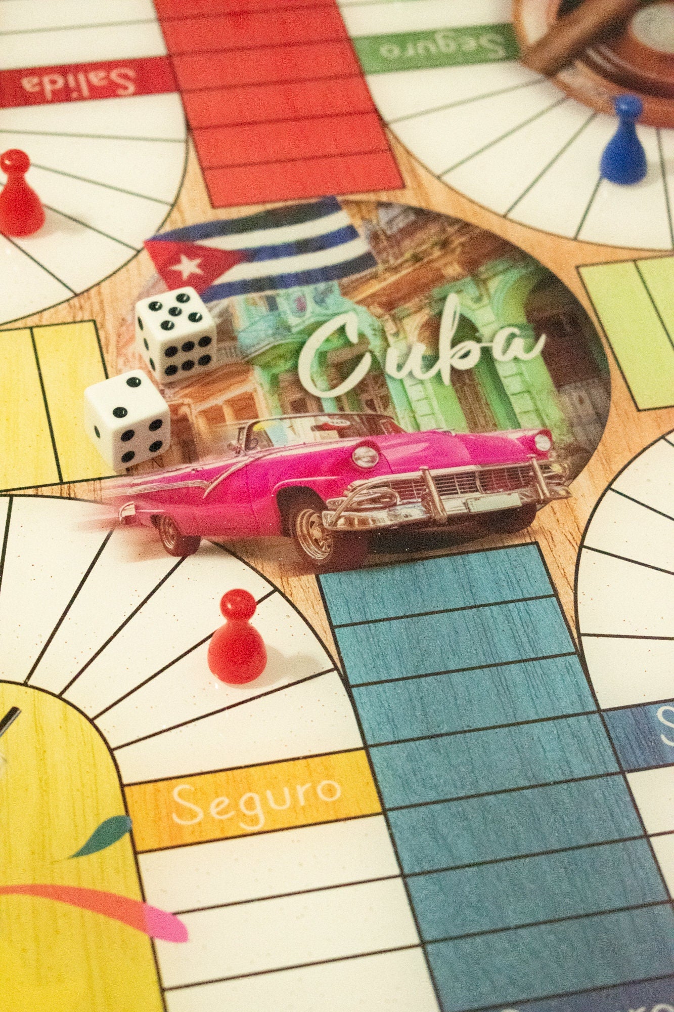 Parcheesi Board for 4 or 6 players - CUBA BOARD. Hand Made with wood & Resin.