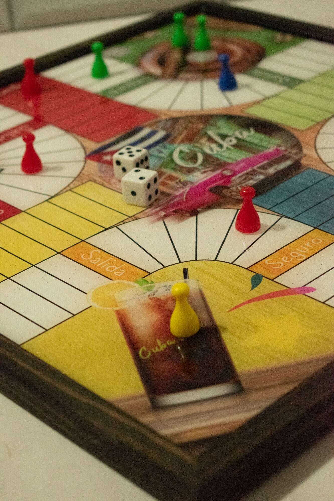 Parcheesi Board for 4 or 6 players - CUBA BOARD. Hand Made with wood & Resin.