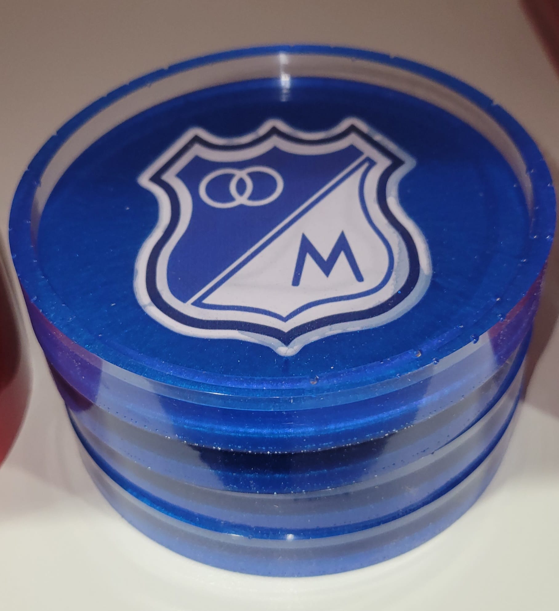 Colombian Soccer Team Resin Coasters: Personalized Sports Fan Gift, Set of 4. Portavasos, Futbol Colombiano, Millonarios, Santa Fe, Nacional