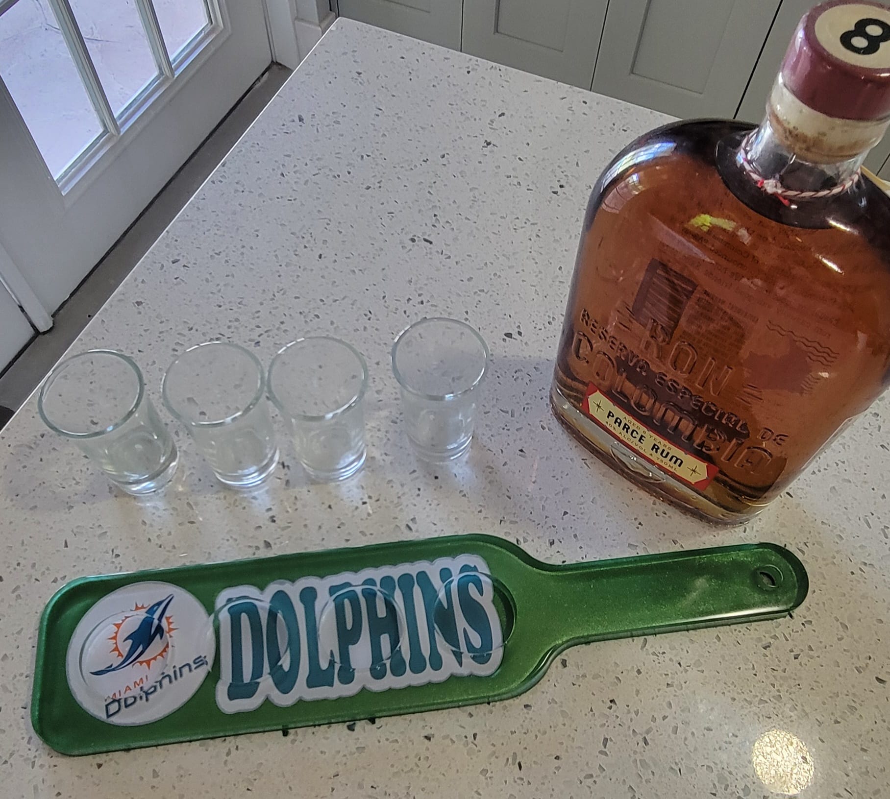 Handmade Resin Shot Glass Serving Tray: Personalized Sports Team Decor