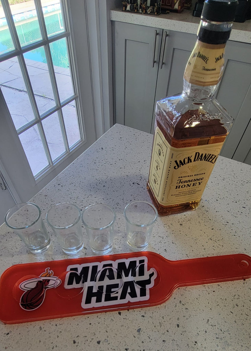 Handmade Resin Shot Glass Serving Tray: Personalized Sports Team Decor