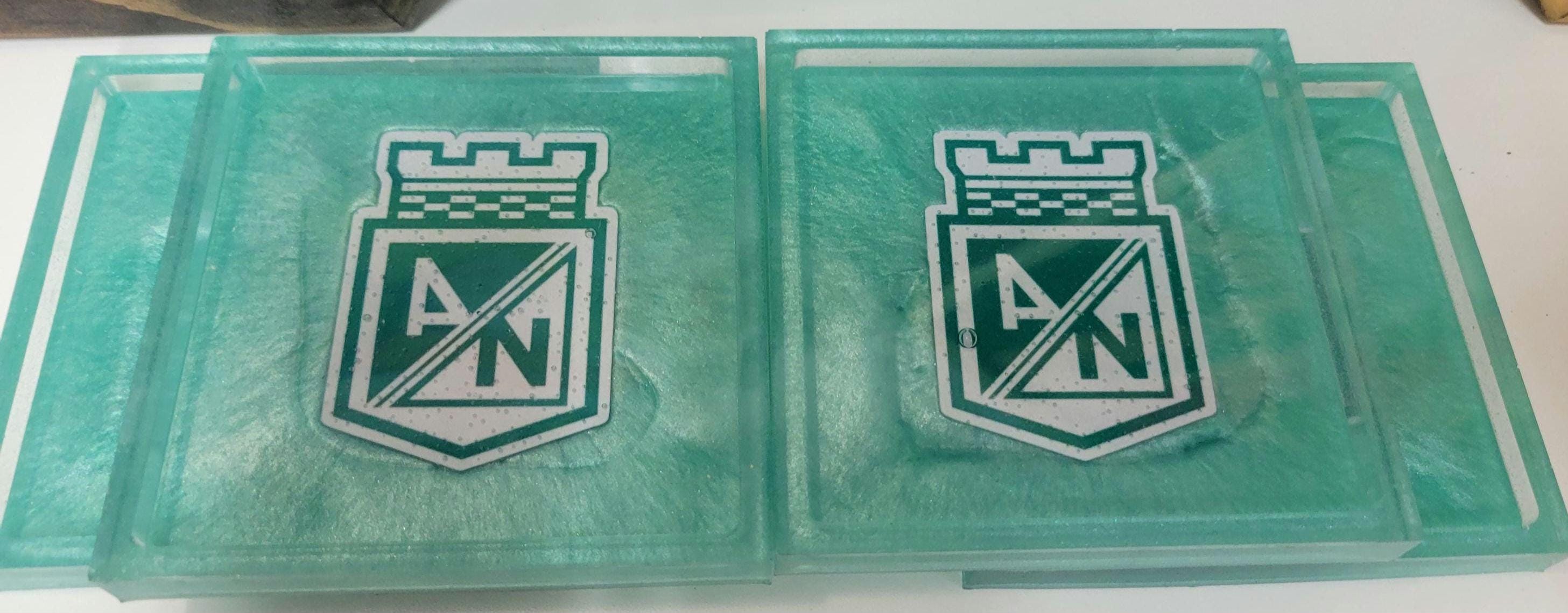 Colombian Soccer Team Resin Coasters: Personalized Sports Fan Gift, Set of 4. Portavasos, Futbol Colombiano, Millonarios, Santa Fe, Nacional