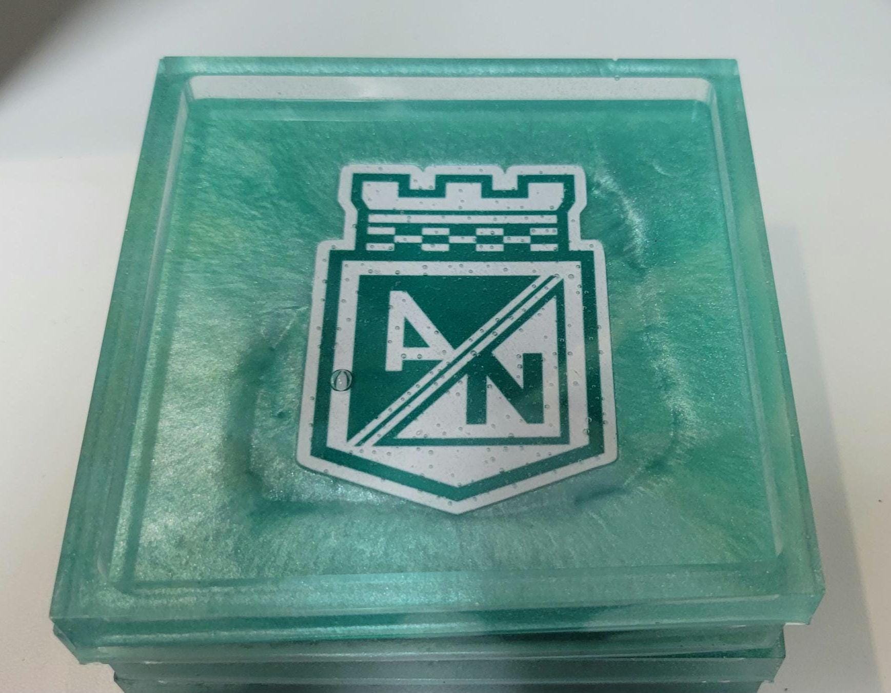 Colombian Soccer Team Resin Coasters: Personalized Sports Fan Gift, Set of 4. Portavasos, Futbol Colombiano, Millonarios, Santa Fe, Nacional