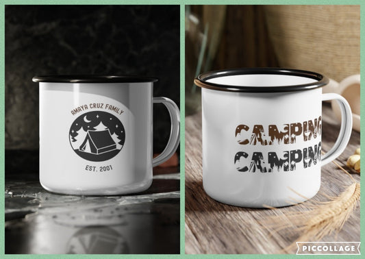Metal Camp Mug, Custom Camp Mug, Personalized Camping Mug With Your Design or Logo, Vintage Coffee Cup, cozy cabin mugs