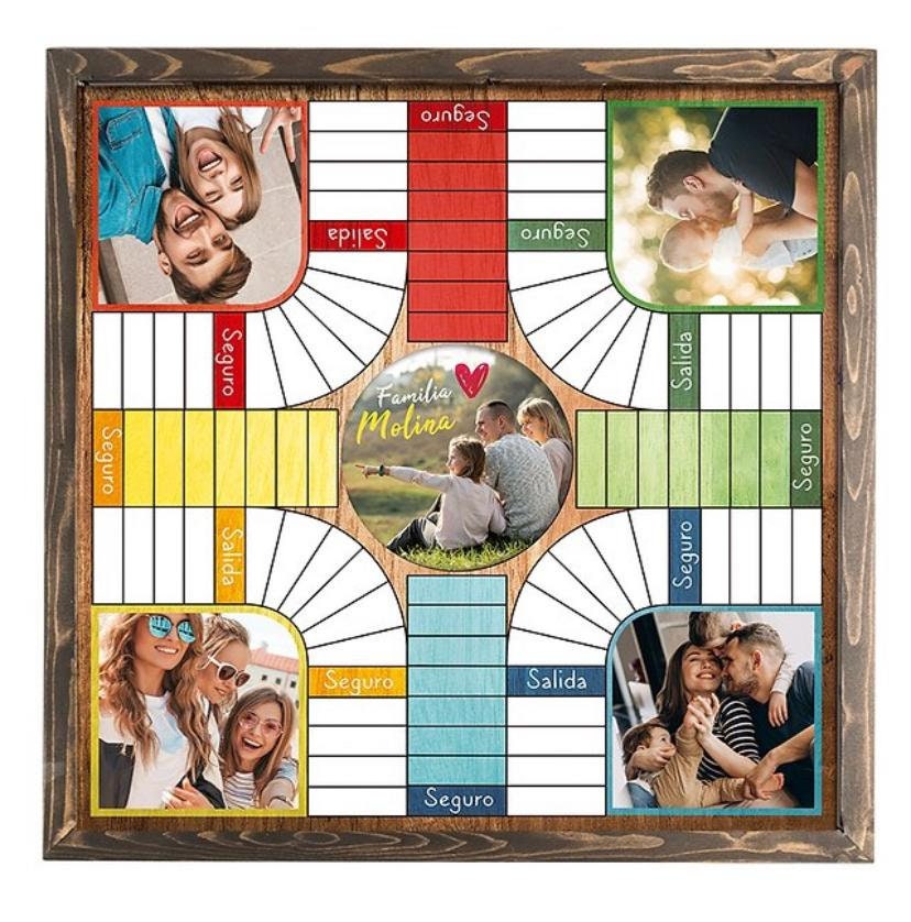 Parcheesi Board for 4 players - CUSTOM BOARD. You choose your own pictures. Hand Made with wood & Resin.