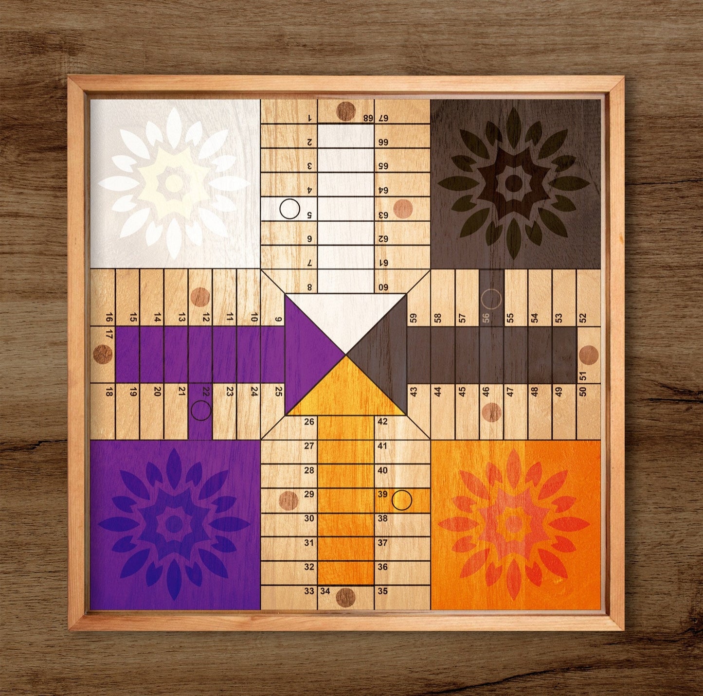Parcheesi Board for 4 players - ORIGINAL CLASSIC BOARD. Hand Made with wood & Resin.
