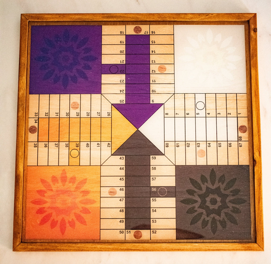 Parcheesi Board for 4 players - ORIGINAL CLASSIC BOARD. Hand Made with wood & Resin.