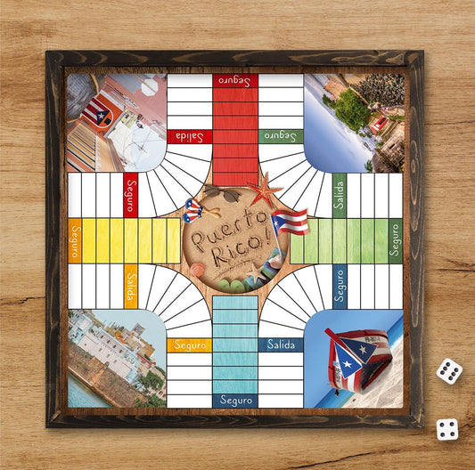 Parcheesi Board for 4 players - PUERTO RICO BOARD. Hand Made with wood & Resin.